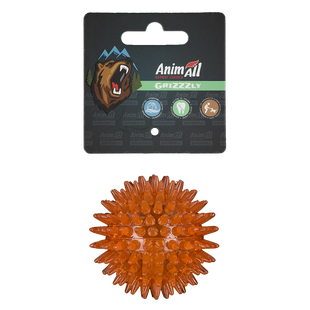 AnimAll GrizZzly Игрушка Колючий мяч с пищалкой для собак, цвет оранжевый, 6,4 см
