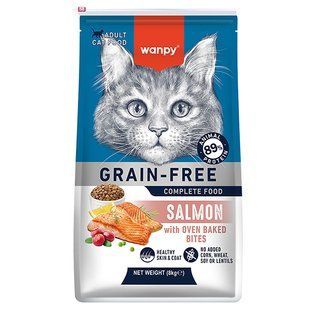 Wanpy Adult Cat Grain Free Salmon Ванпы Сухой беззерновой корм с лососем для кошек, 8 кг