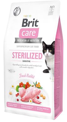 Brit Care Cat Grain-Free Sterilized Sensitive - Сухий беззерновий корм із кроликом для дорослих та стерилізованих кішок, 2 кг