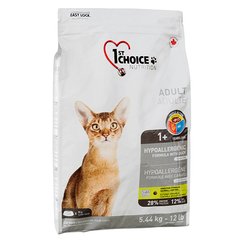 1st Choice Adult Hypoallergenic - сухий беззерновий корм з качкою для дорослих котів, 5,44 кг
