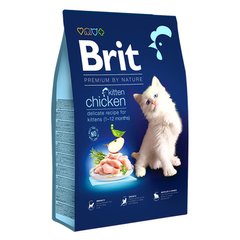 Brit Premium by Nature Cat Kitten Chicken - Сухий корм з куркою для кошенят (1-12 місяців), а також вагітних або кішок, що годують, 8 кг