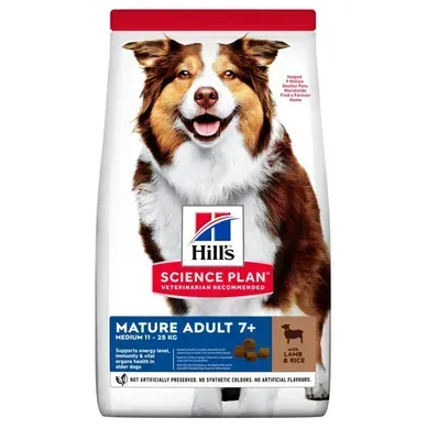 Hill&rsquo;s Science Plan Mature Adult 7+ Medium Breed Сухой корм с ягненком и рисом для зрелых собак средних пород от 7 лет, 2,5 кг