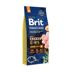 Brit Premium by Nature Junior M - Сухий корм із куркою для цуценят та молодих собак середніх порід, 15 кг