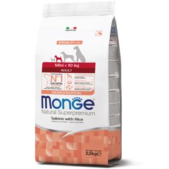 Monge Mini Adult SALMONE AND RICE- Корм с рисом и лососем для взрослых собак мелких пород, 15 кг