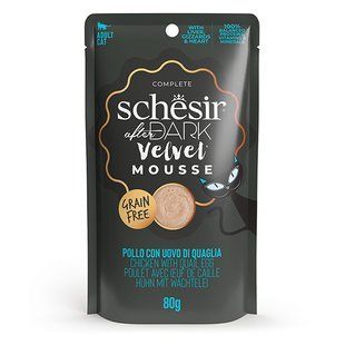 Schesir After Dark Chicken With Quail Egg Шезір Вологий корм - мус курка з перепелиним яйцем для котів, 80 г
