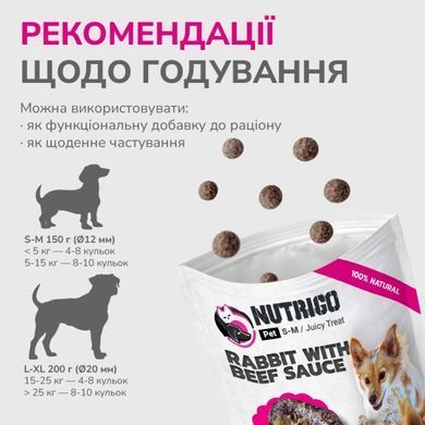 LK Baits Pet Nutrigo Treat Rabbit Функціональні ласощі з кроликом та яловичим соусом (&Oslash; 12 мм) для собак , 150 г