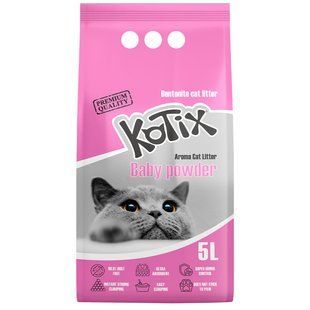 Kotix Baby Powder Бентонитовый наполнитель детская присыпка, розовые гранулы, 5 л