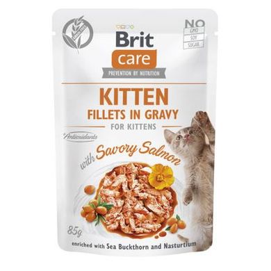 Brit Care Kitten Fillets in Gravy with Savory Salmon - Корм влажный филе в соусе с лососем для котят