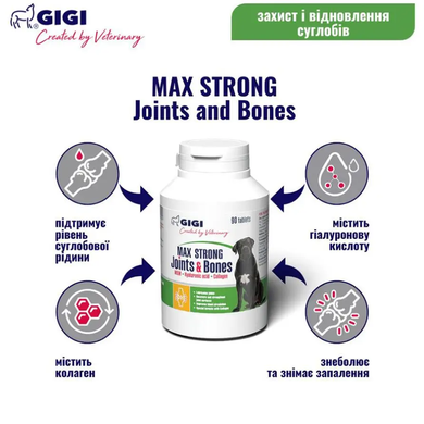 GiGi MAX STRONG Joints & Bones N90 Витаминно-минеральный комплекс для укрепления и восстановления суставов у собак, 90 табл