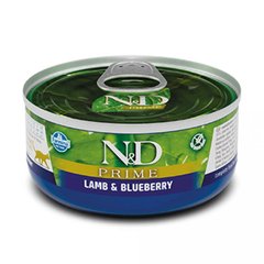 Farmina N&D Grain Free Prime Lamb Adult - Беззернові консерви для дорослих котів з ягням та чорницею, 70 г