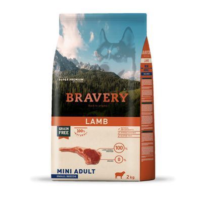 BRAVERY Lamb Mini Adult Сухий корм  з ягням для собак дрібних порід, 2 кг