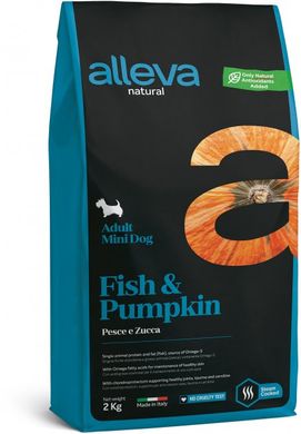 Alleva Natural Adult Fish&Pumpkin Mini Полнорационный корм с рыбой и тыквой для взрослых собак мелких пород с рыбой и тыквой 2 кг