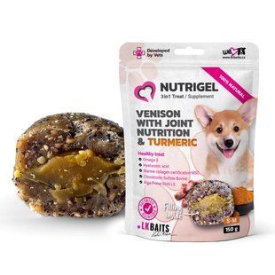LK Baits Pet Nutrigel Wild Game S-M Функціональні ласощі з дичиною та куркумою (&Oslash; 15 мм) для суглобів собак, 150 г