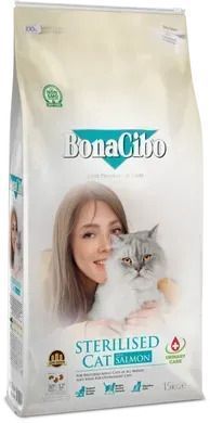 BonaCibo Adult Cat Sterilised Salmon Сухий корм з лососем для стерилізованих котів, 15 кг