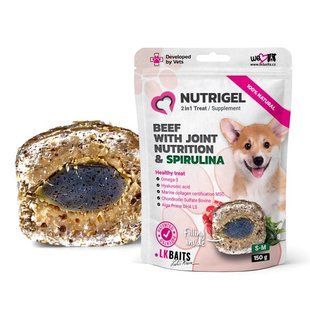 LK Baits Pet Nutrigel Beef S-M Функціональні ласощі з яловичиною і спіруліною (&Oslash; 15 мм) для суглобів собак, 150 г