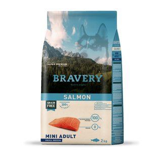 BRAVERY Salmon Mini Adult Сухой корм с лососем для собак мелких пород, 2 кг