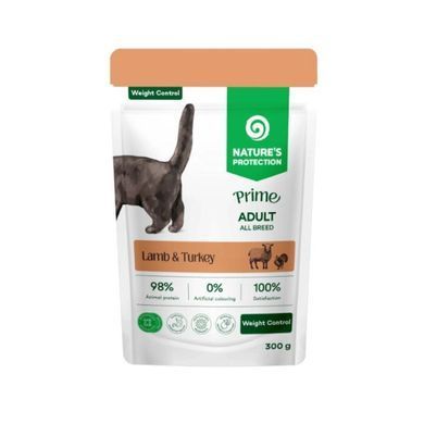 Nature's Protection Prime Weight Control Adult Cats Lamb and Turkey Вологий корм з ягням і індичкою для контролю ваги котів, 300 г