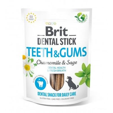 Brit Dental Stick Teeth & Gums - Лакомство для собак здоровые десны и зубы с ромашкой и шалфеем