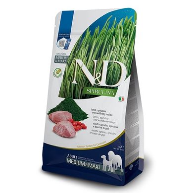 Farmina N&D Spirulina Medium Maxi Lamb - Сухий беззерновий корм для дорослих собак середніх і великих порід з ягням, спіруліною та ягодами годжі, 2 кг