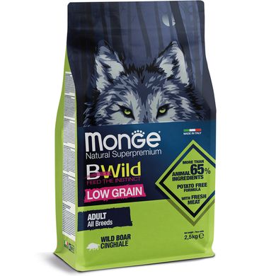 Monge BWild Dog Adult Wild Boar Сухий корм з м'ясом дикого кабана для дорослих собак усіх порід, 2,5 кг