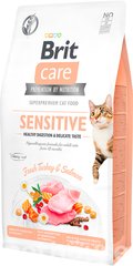 Brit Care Cat Grain-Free Sensitive Healthy Digestion & Delicate Taste - Сухий беззерновий корм з індичкою та лососем для вибагливих кішок з чутливим травленням, 7 кг