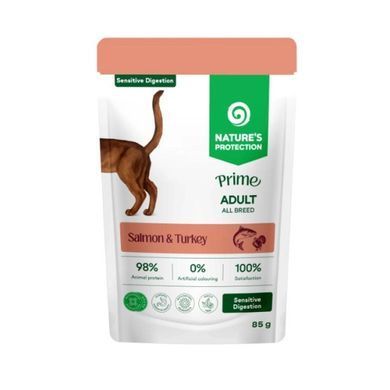Nature's Protection Prime Sensitive Digestion Adult Cats Salmon and Turkey Влажный корм с лососем и индейкой для кошек с чувствительным пищеварением, 85 г