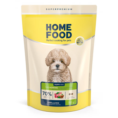 Home Food Dog Puppy Mini Сухий корм з ягням та рисом для цуценят малих порід, 700 г